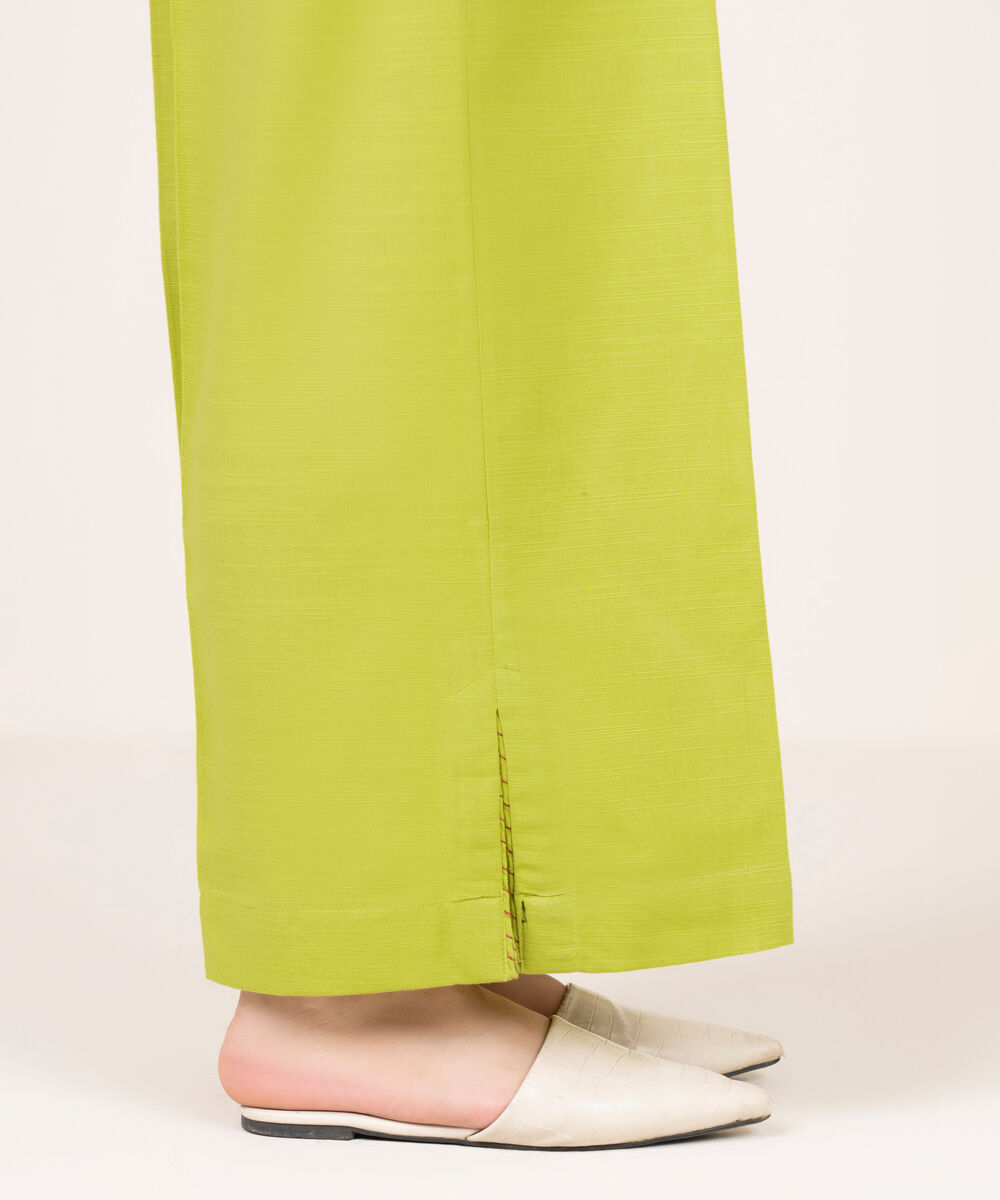 Women's RTW Cotton Solid Lime Green Culottes