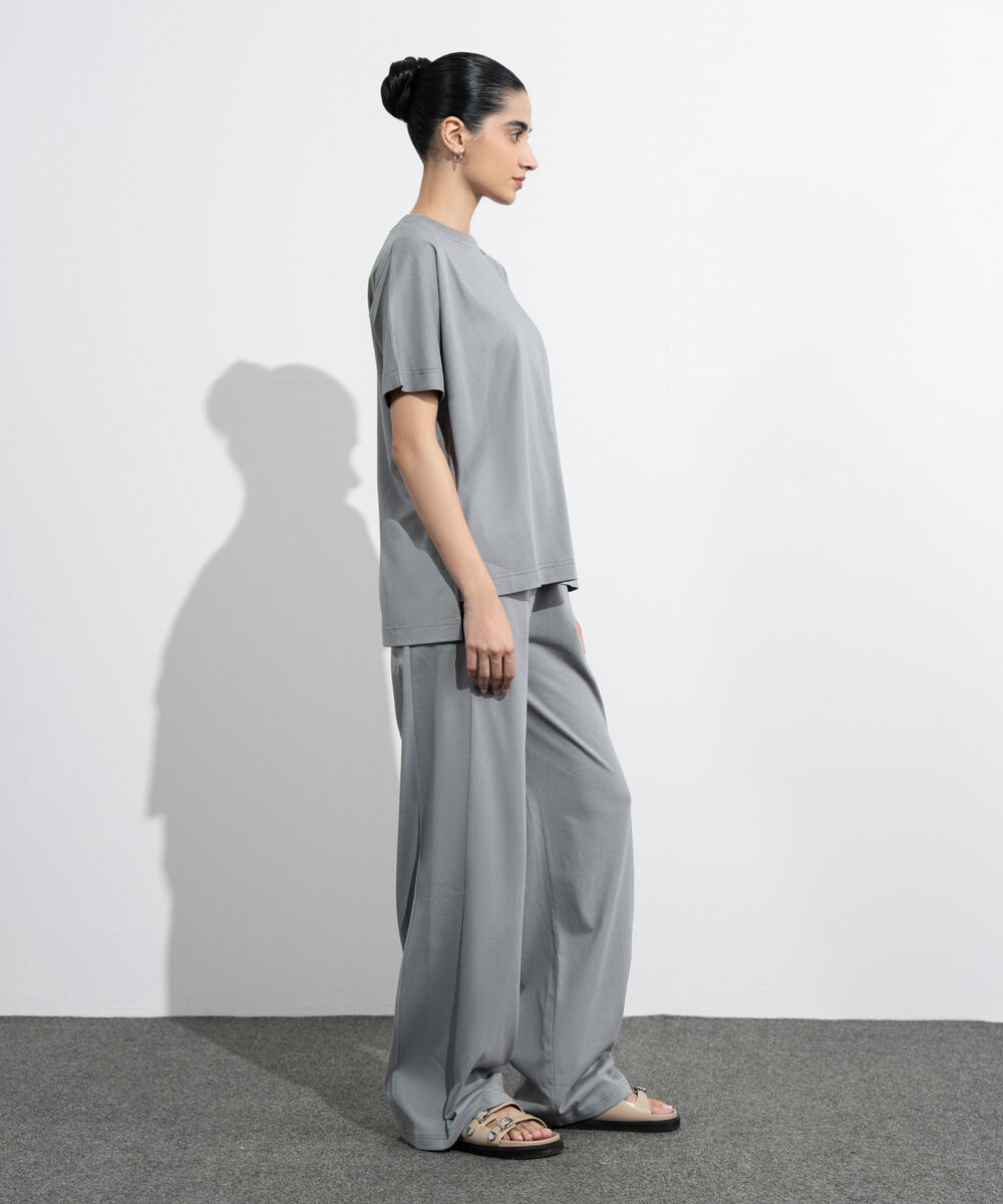 Women's Western Wear Grey Loose Fit Jersey T-Shirt