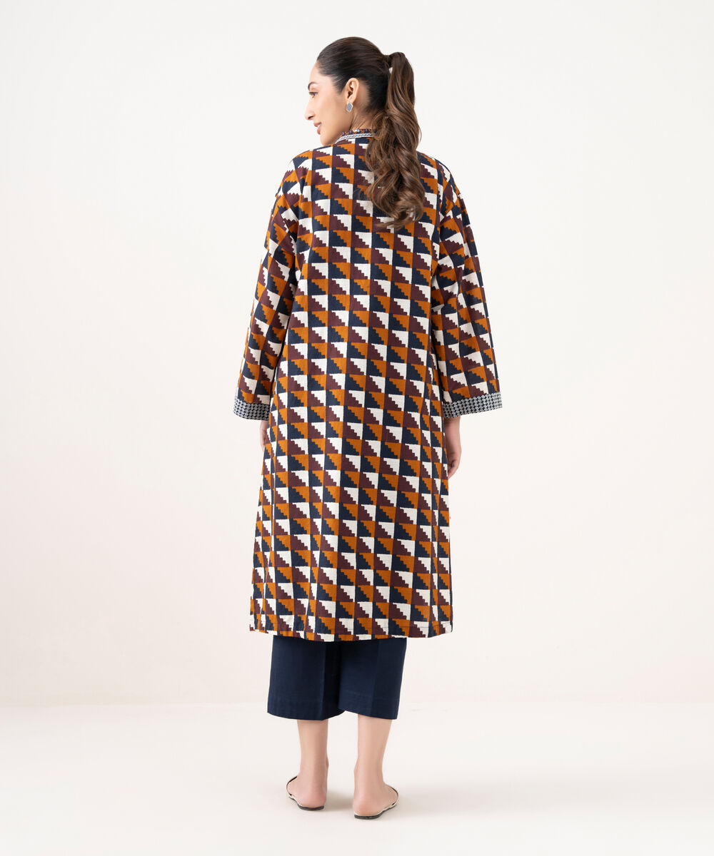 Women's RTW Cotton Embroidered Brown Front Open Shirt