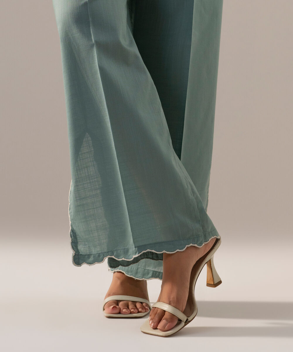 Women's RTW Cross Hatch Solid Cadet Blue Culotte