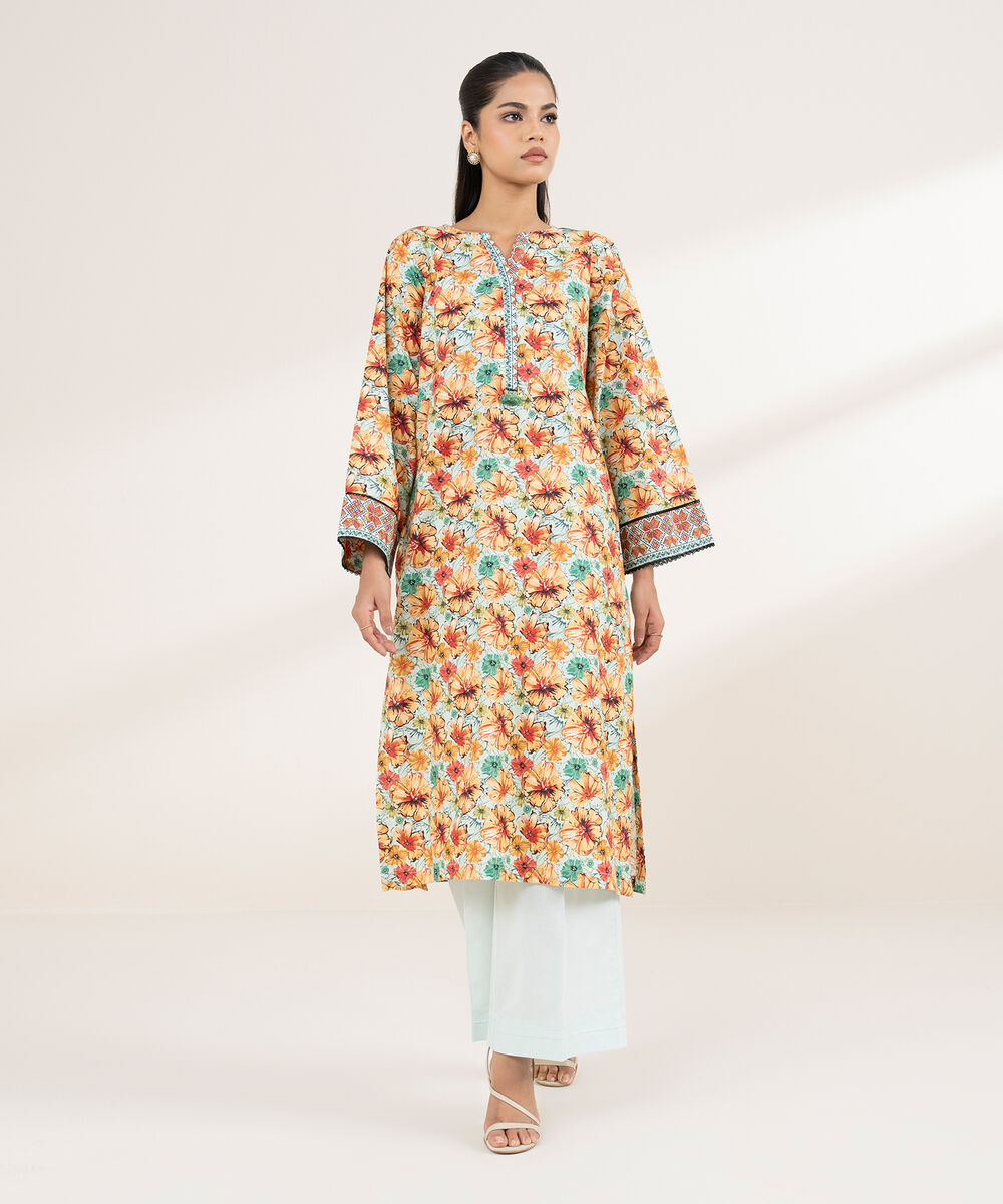 Women's RTW Cambric Multi Printed A-Line Shirt