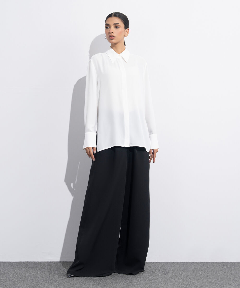 Women's Western Wear White Button Through Sheer Shirt