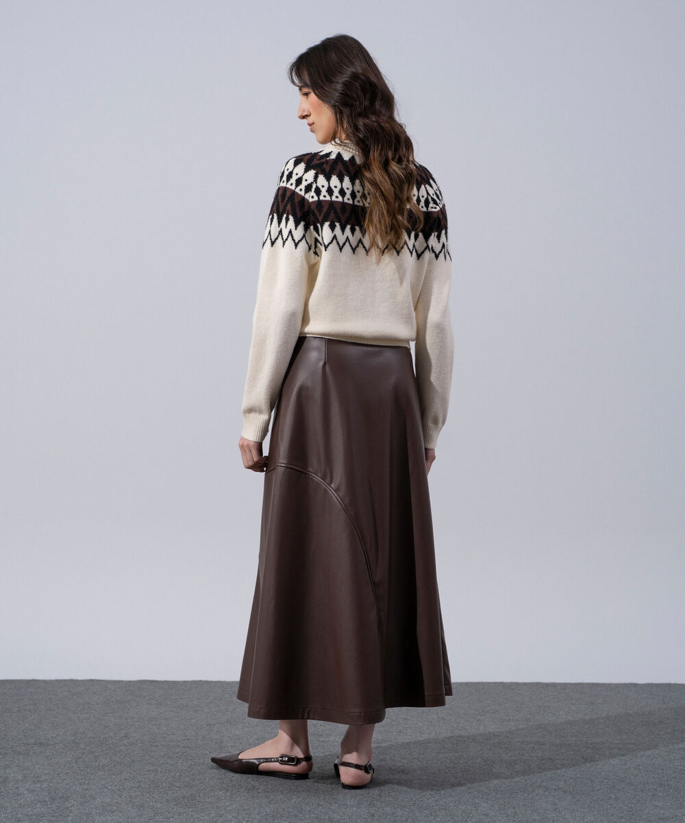 Women's Western Wear Off White Fair Isle Knit Sweater