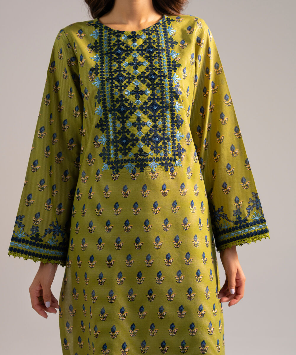 Women's RTW Zari Lawn Embroidered Green 2 Piece Suit