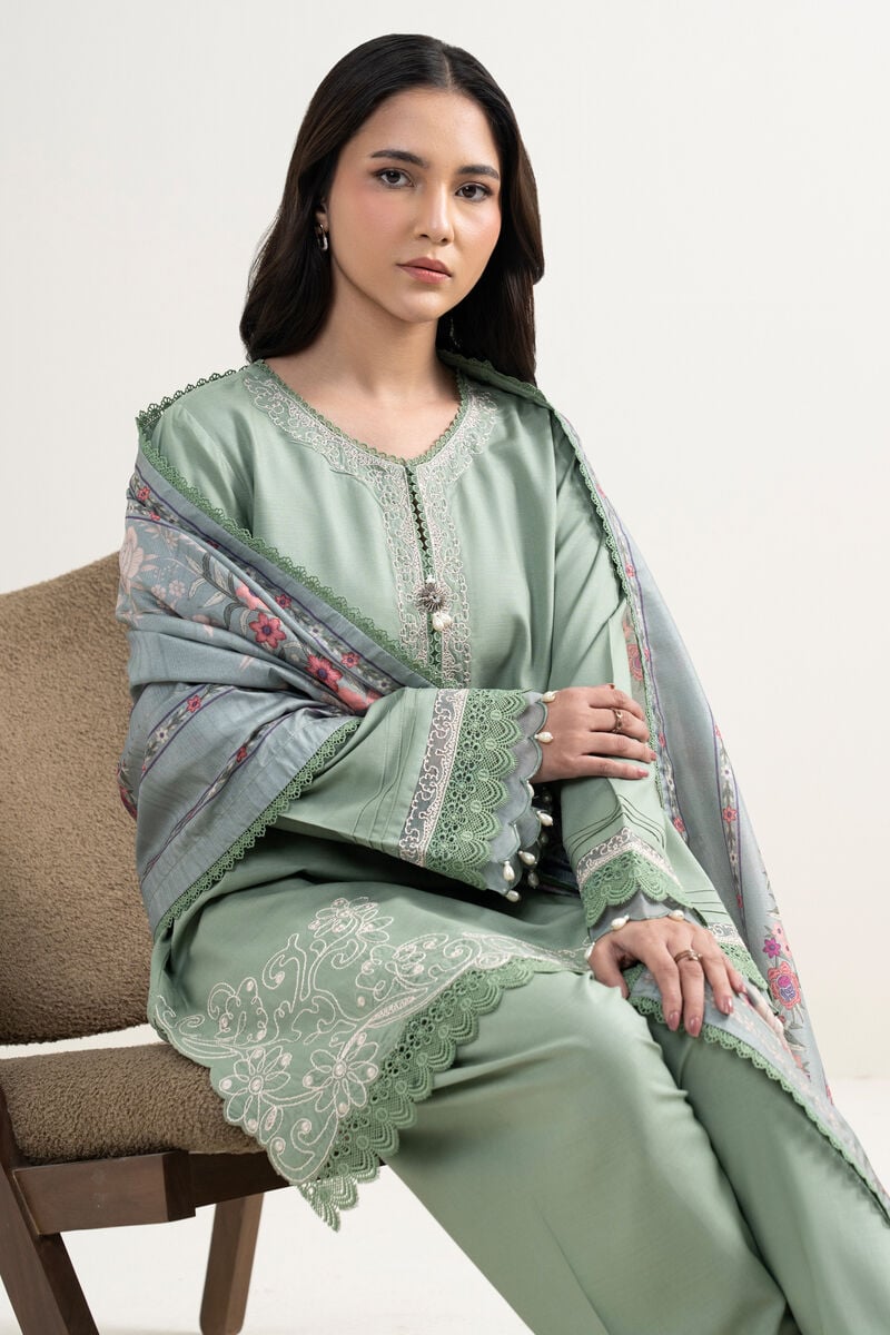 3 Piece - Embroidered Cotton Viscose Suit
