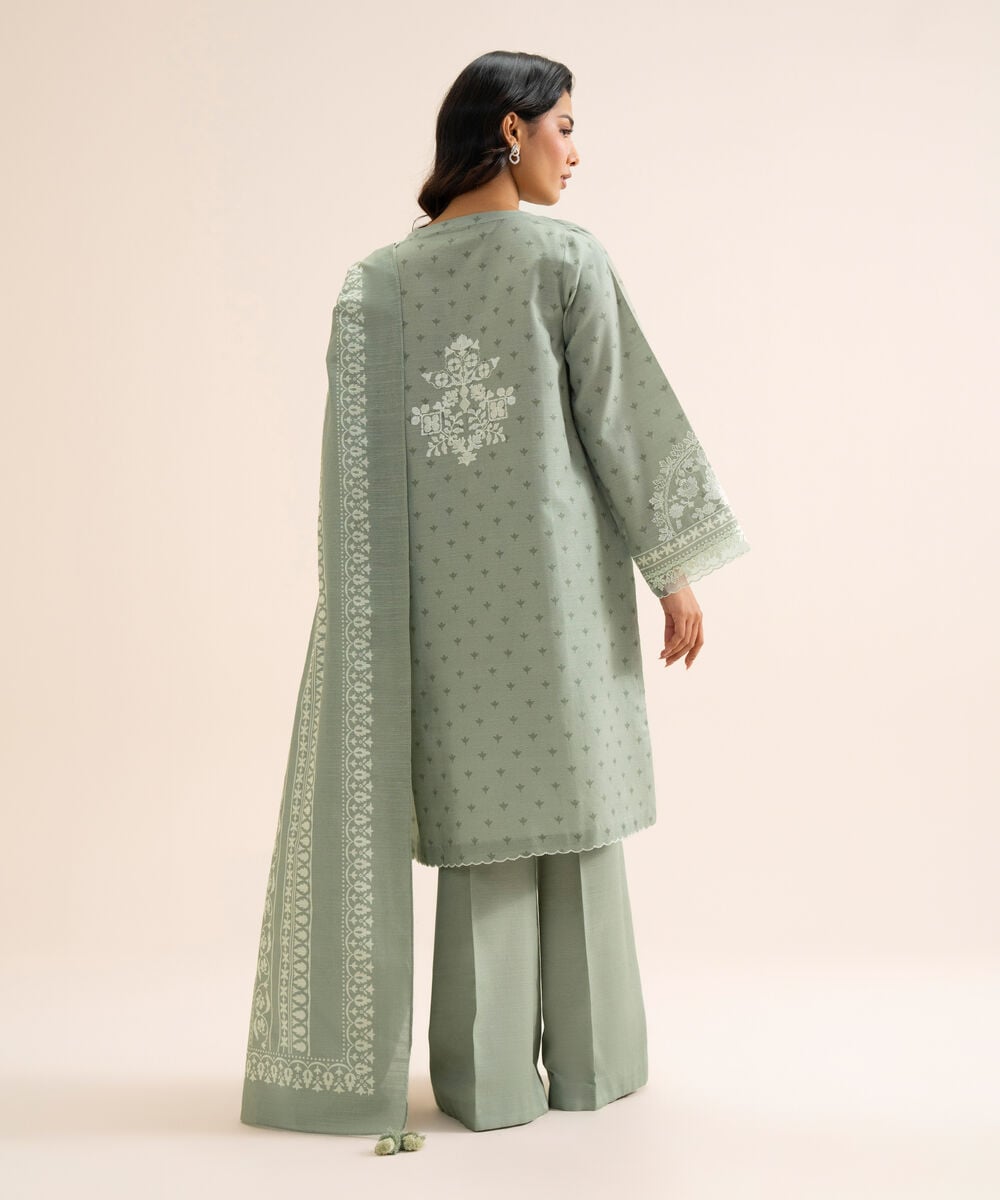 Women's Unstitched Light Khaddar Embroidered Light Grey 3 Piece Suit