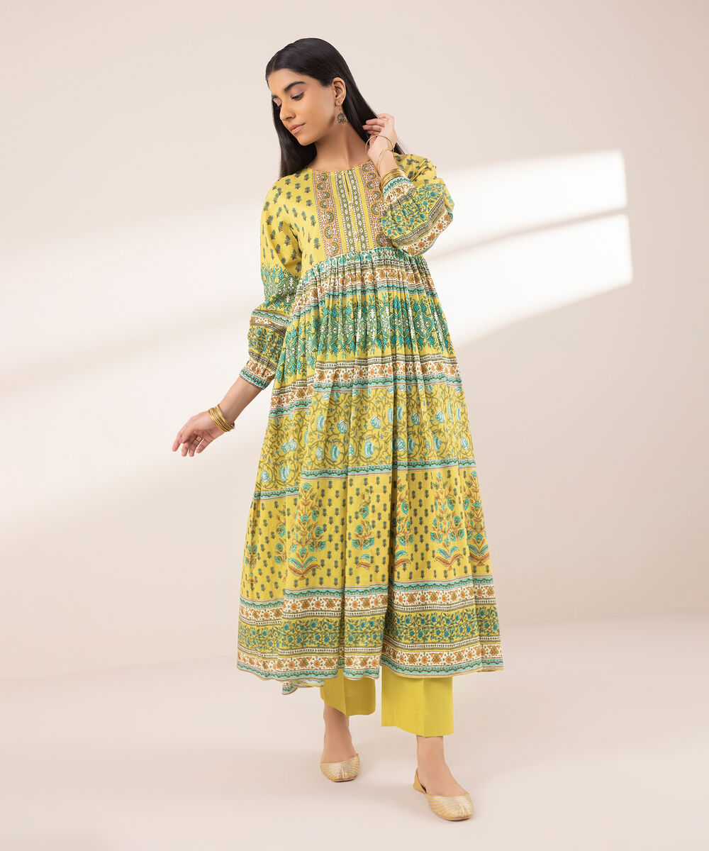 Women's RTW Arabic Lawn Multi Printed Angrakha