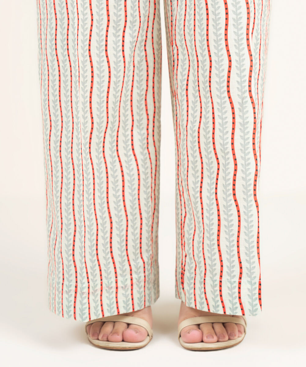 Women's RTW Crosshatch Printed White Culottes