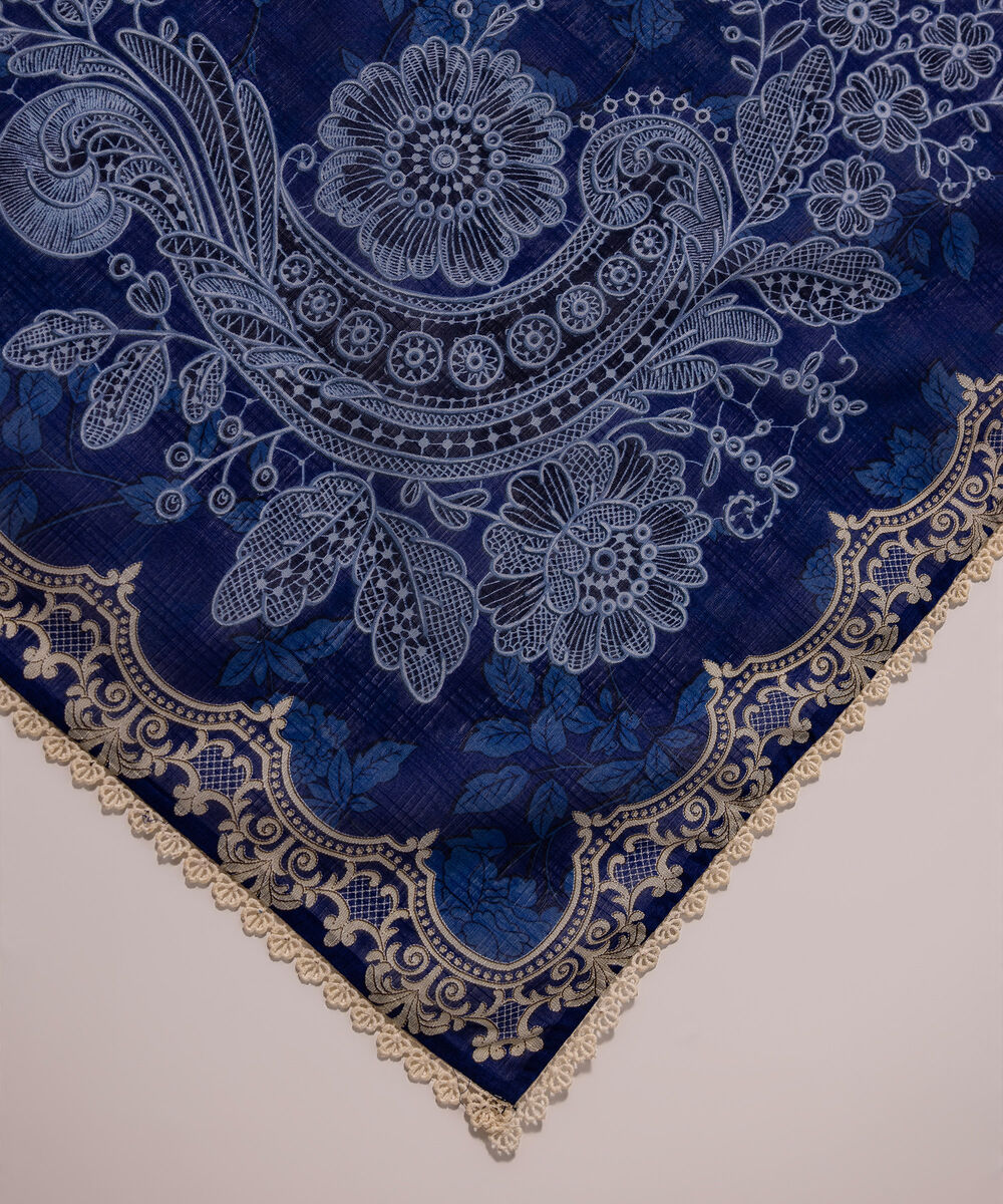 Lawn Printed Dark Blue Dupatta