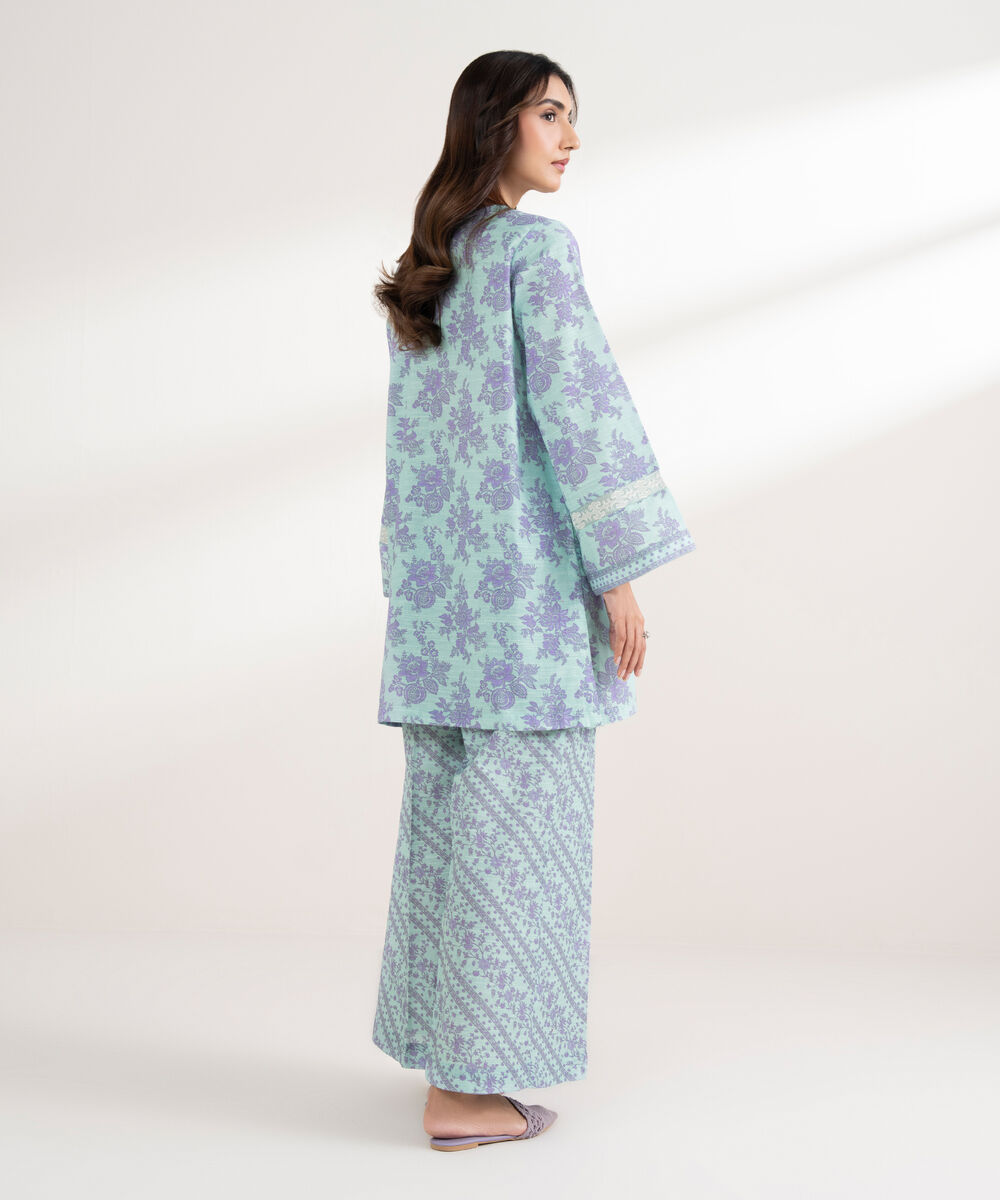 Women's RTW Light Khaddar Embroidered Straight Blue Shirt