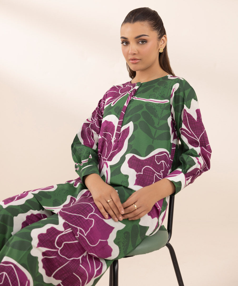 Women's RTW Textured Lawn Multi Printed Boxy Shirt