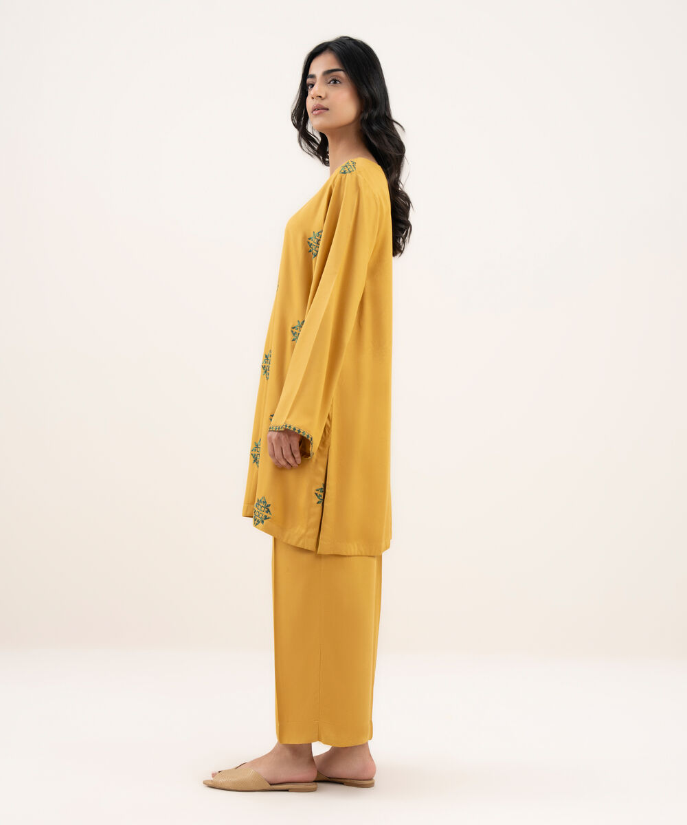 Women's RTW Bedford Embroidered Straight Mustard Shirt