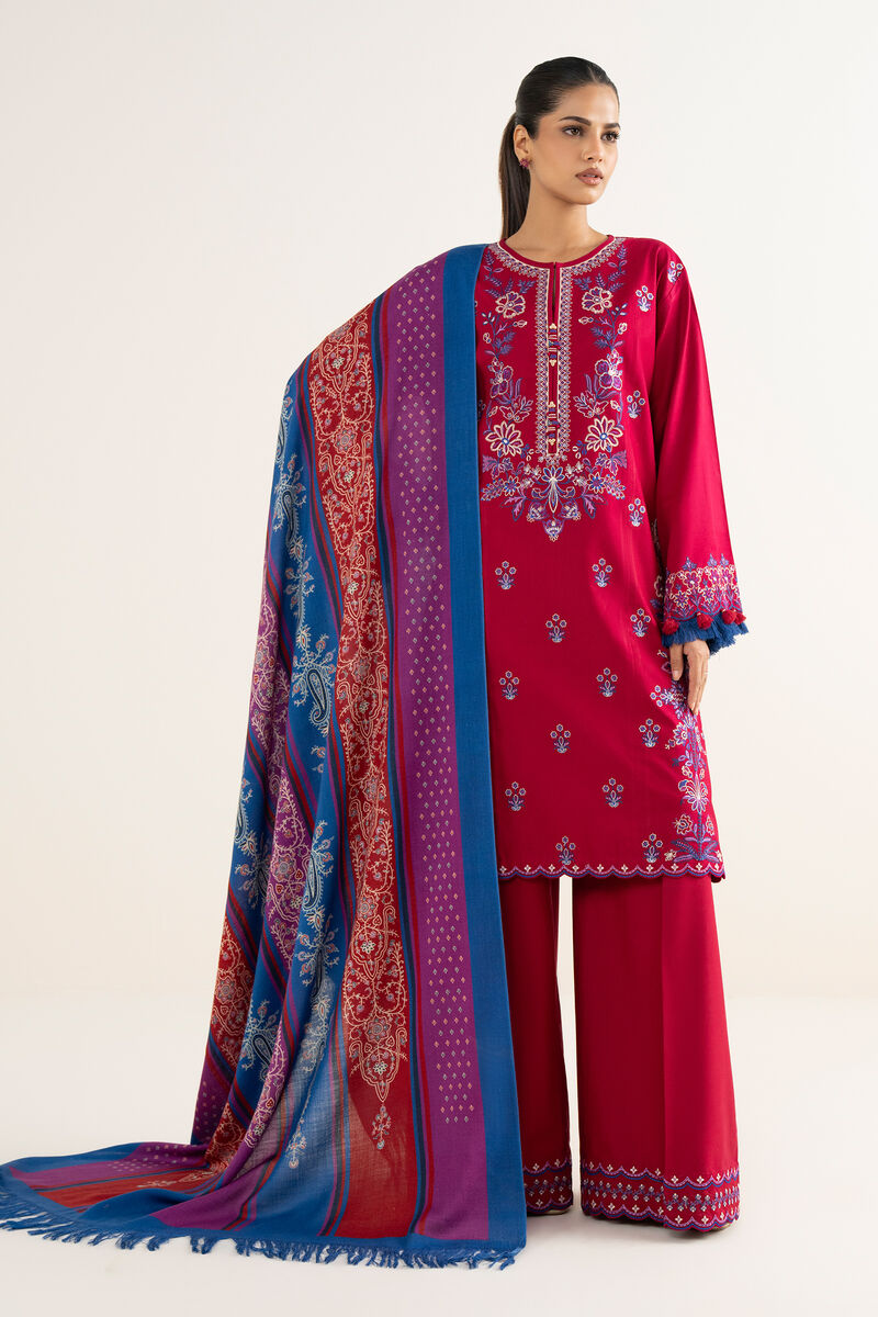 3 Piece - Embroidered Twill Suit