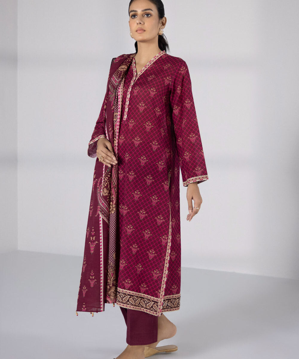 Women's Unstitched Three Piece Printed Lawn Suit