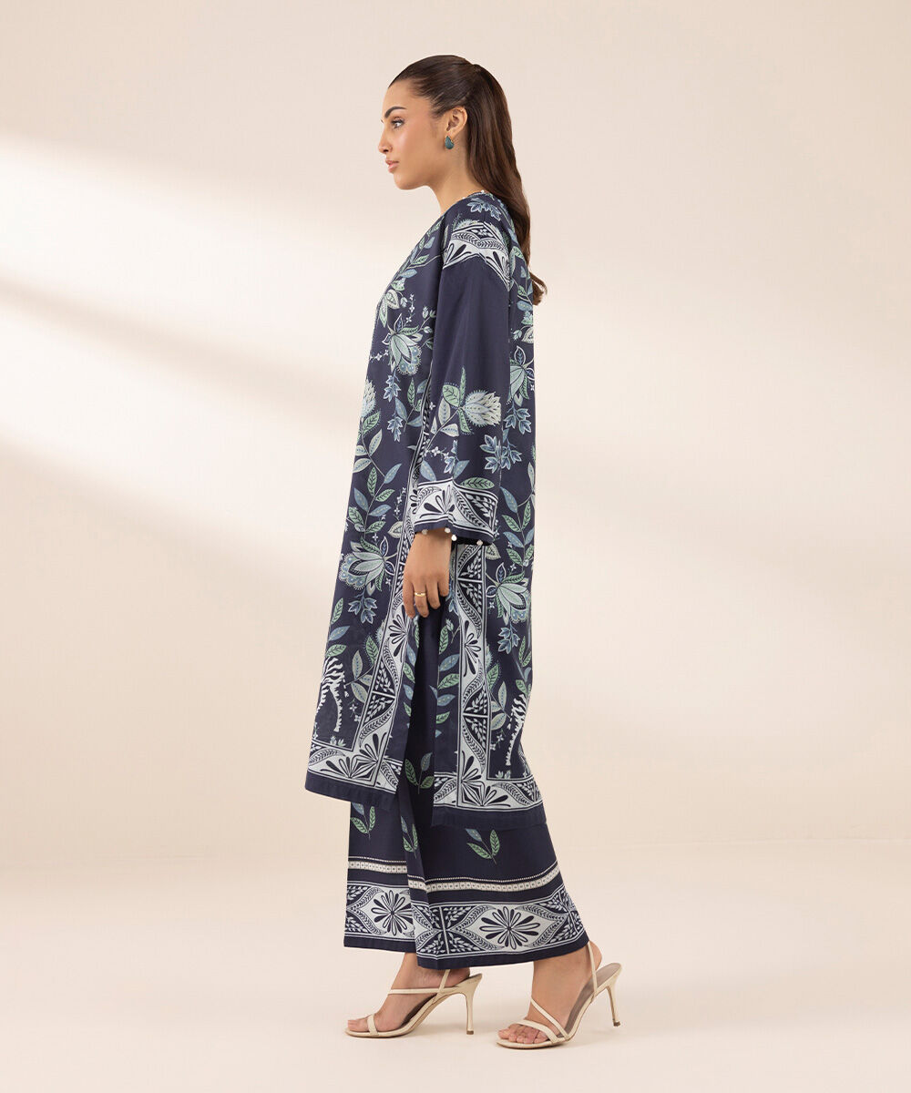 Women's RTW Lawn Blue Printed A-Line Shirt