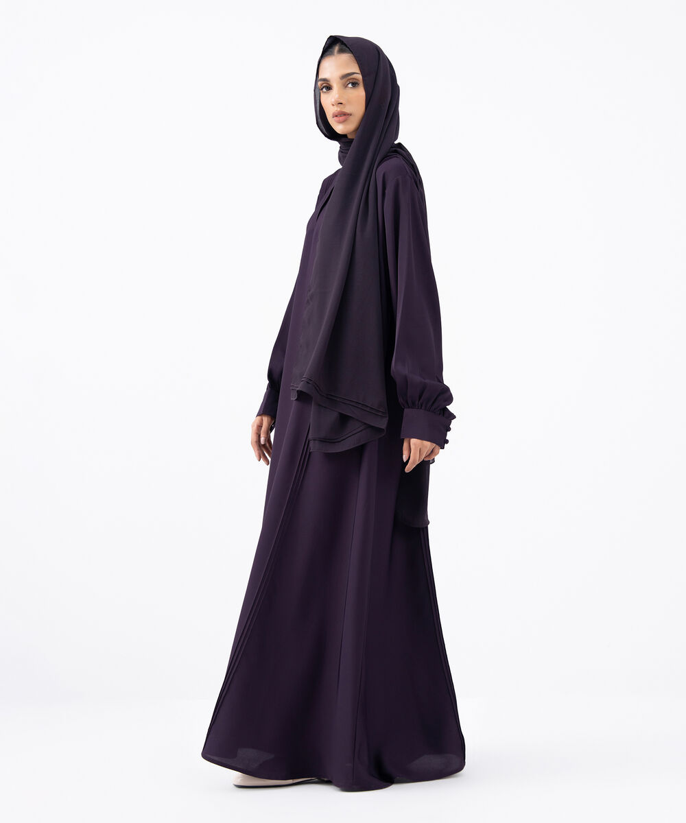 Women's Purple Polyester Abaya Set