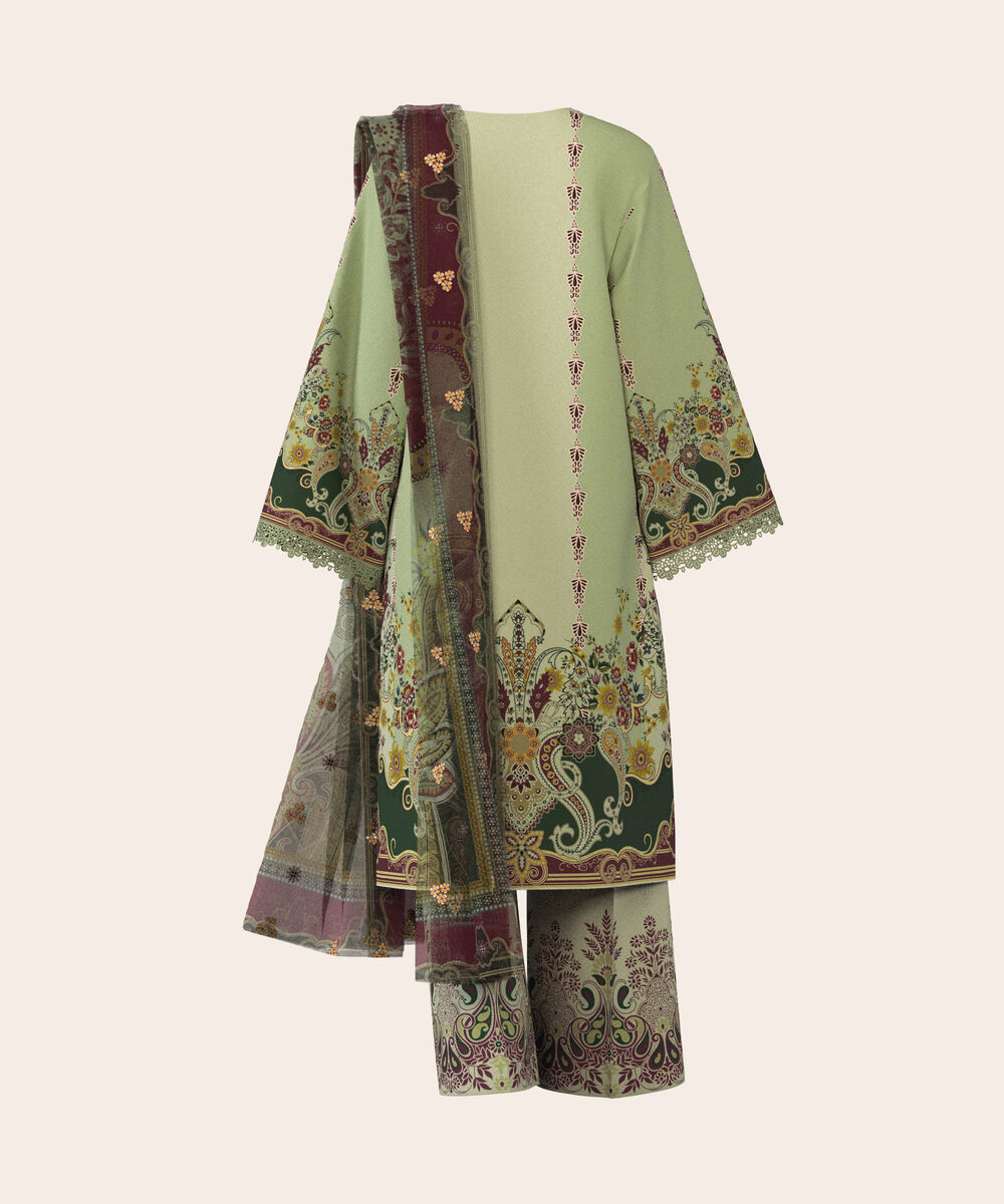 Women's Unstitched Lawn Multi  Embroidered 3 Piece Suit