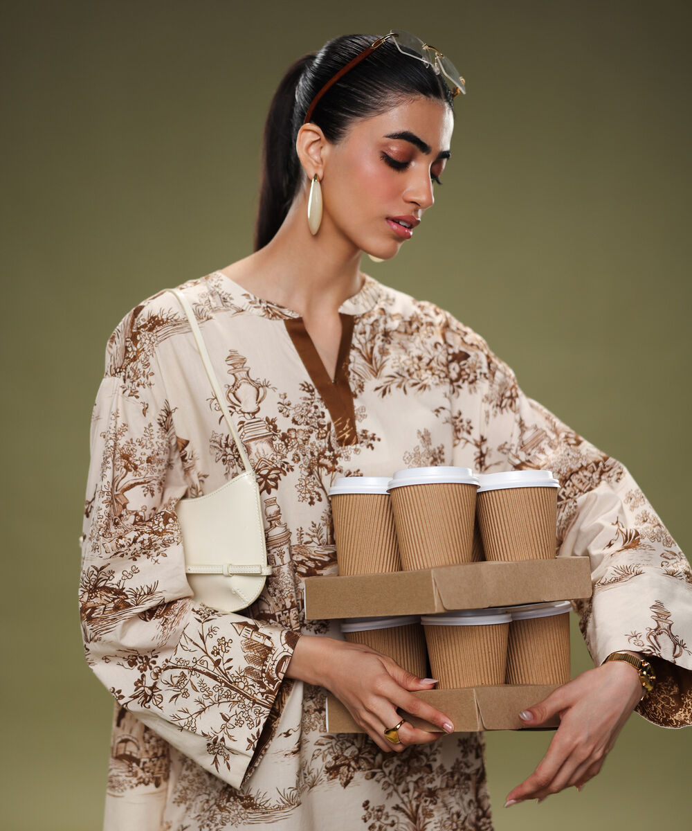 Women's RTW Lawn Printed Multi Drop Shoulder Shirt