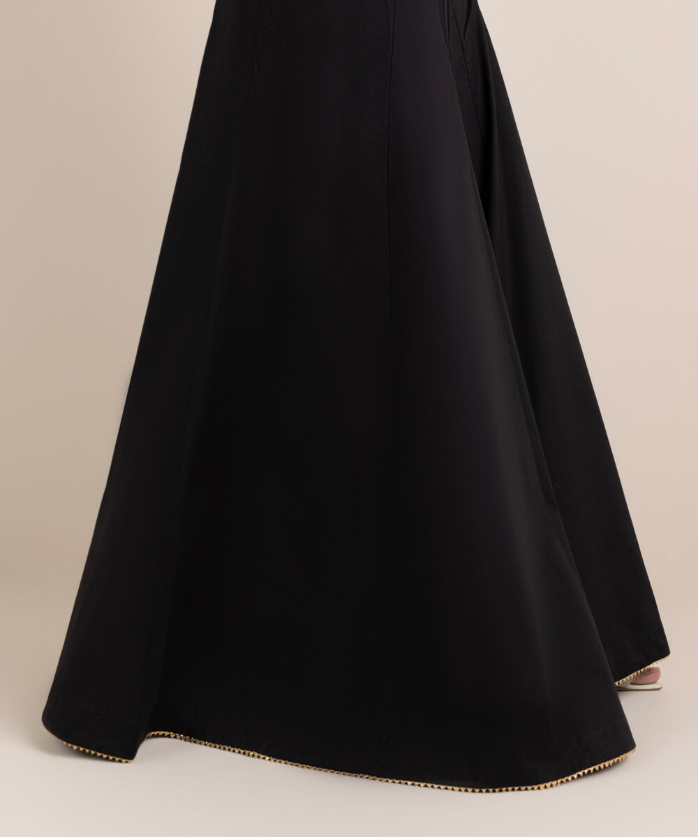 Women's RTW Cambric Black Solid Sharara