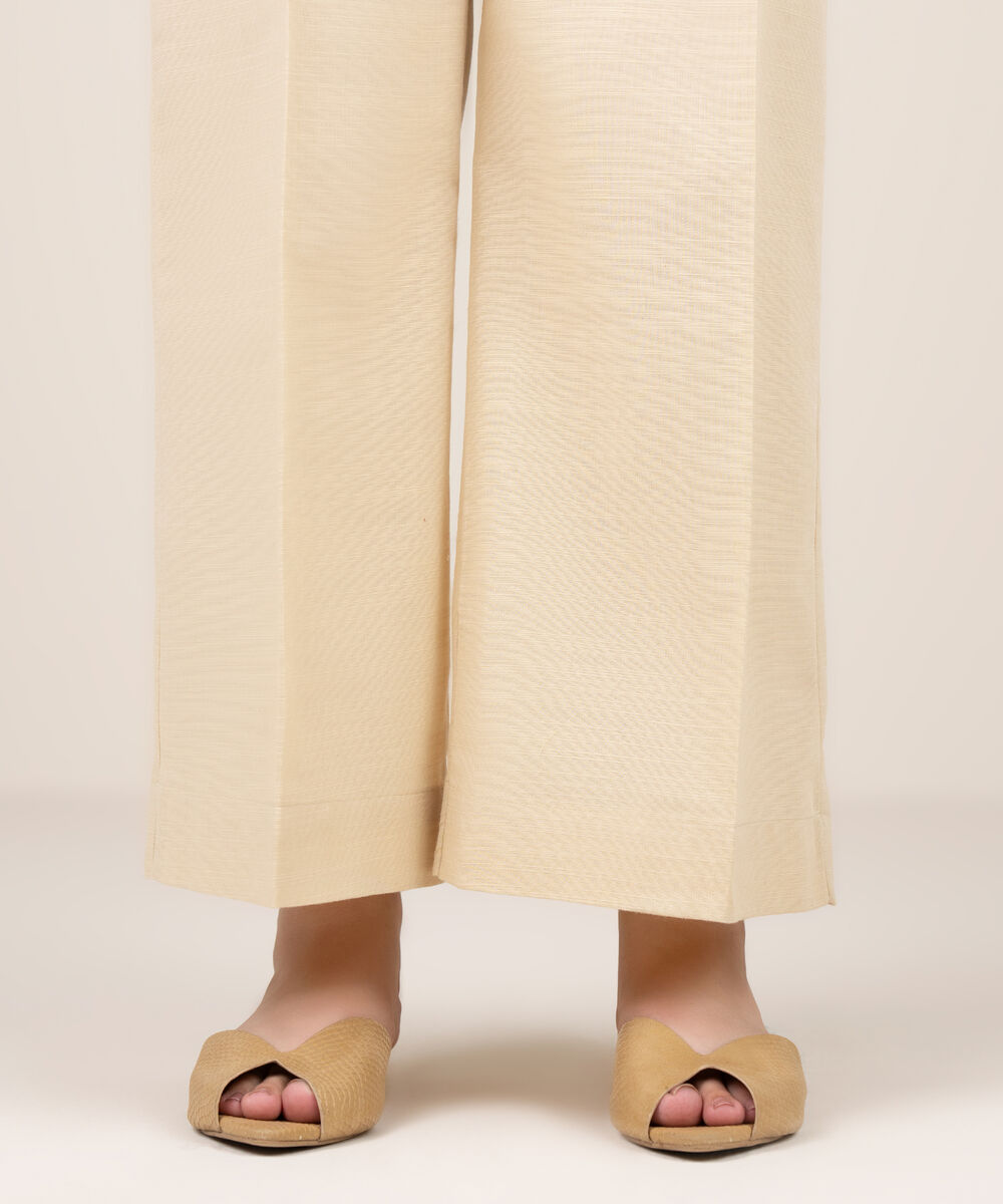 Women's RTW Khaddar Solid Beige Culottes
