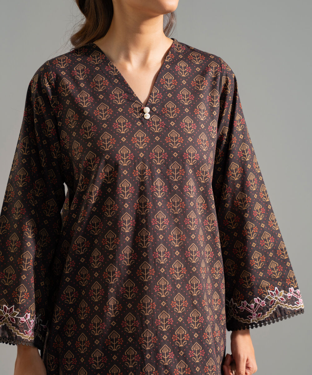 Women's RTW Lawn Embroidered Brown 2 Piece Suit