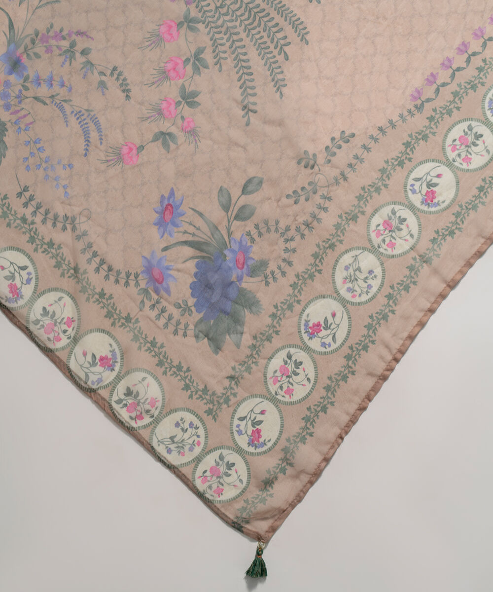 Women's RTW Blended chiffon Printed Pale Yellow Dupatta