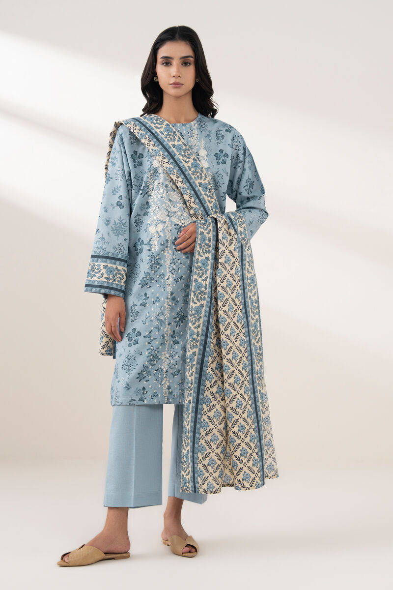 3 Piece - Embroidered Khaddar Suit