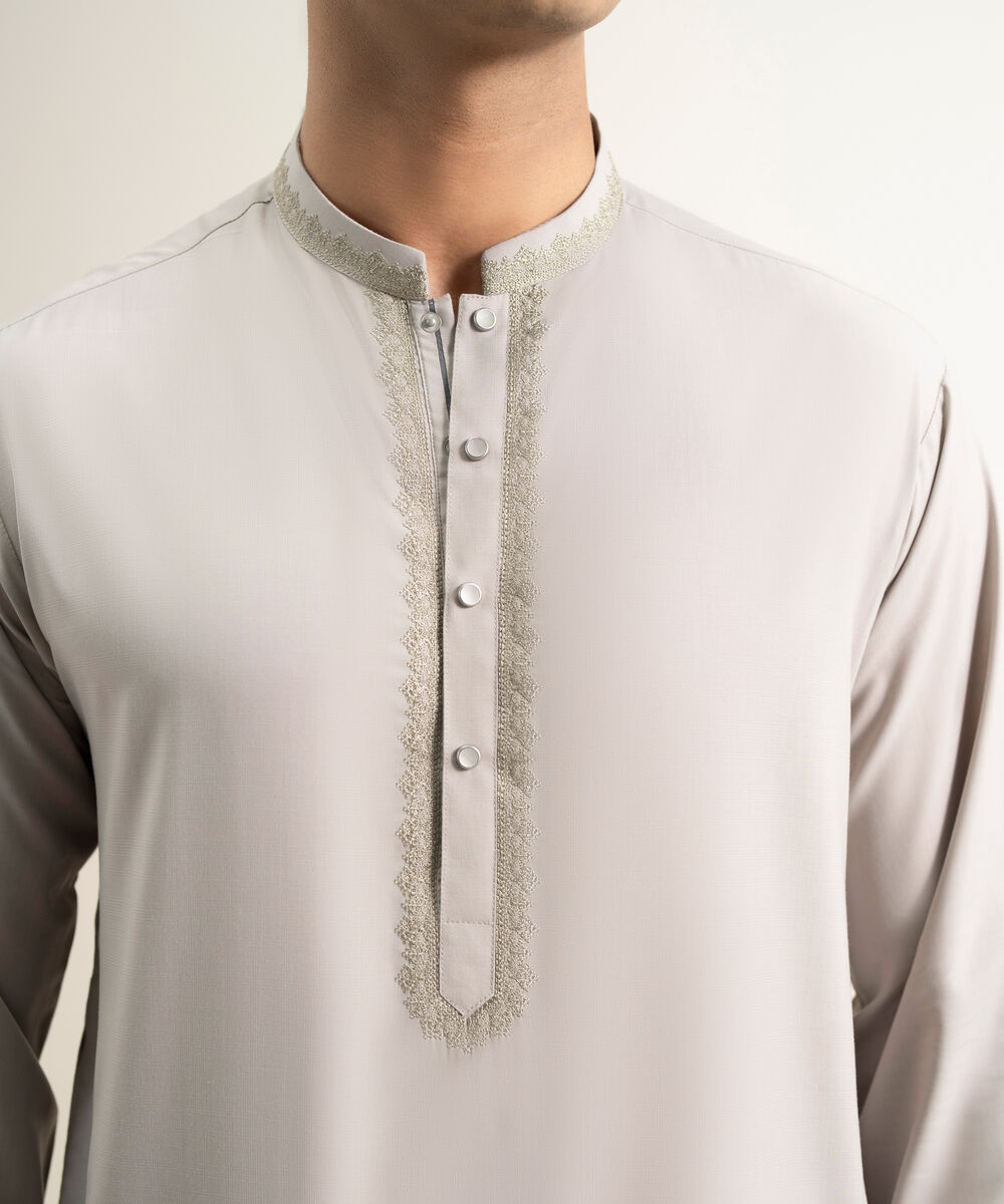 Men's Stitched Soft Grey  Kameez Shalwar
