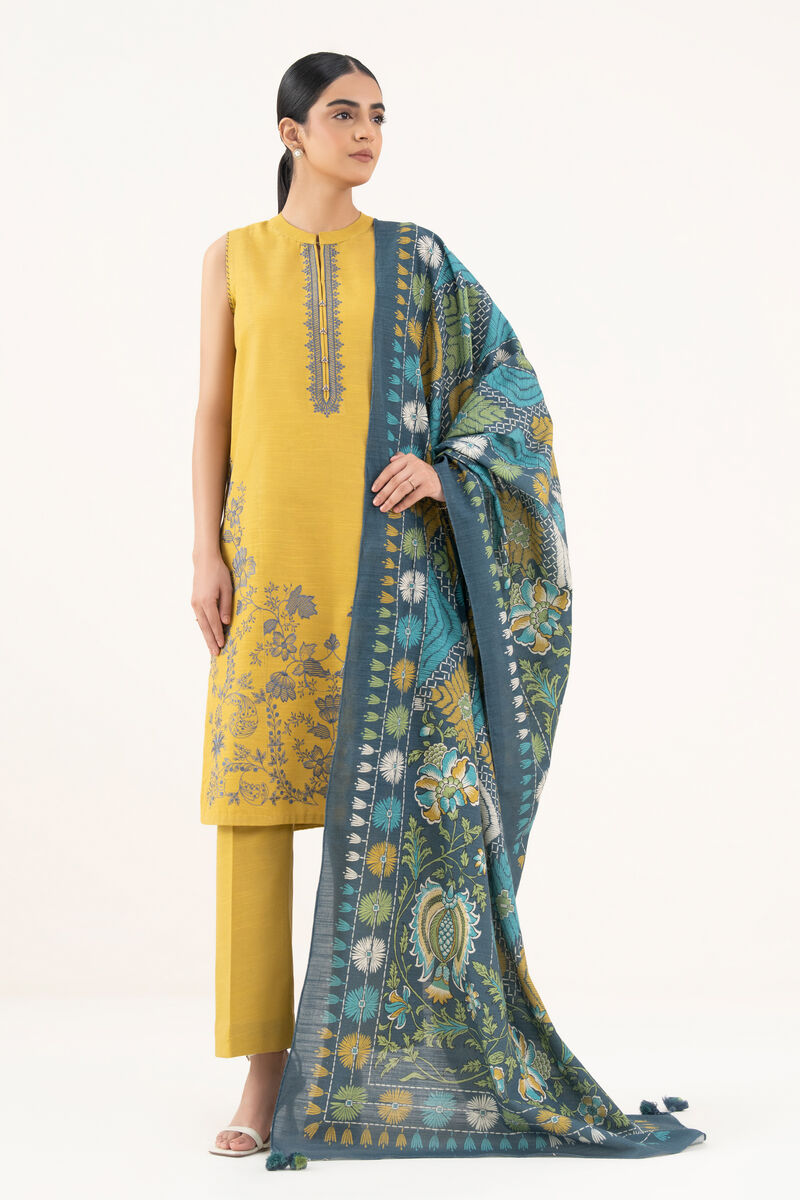 3 Piece - Embroidered Khaddar Suit