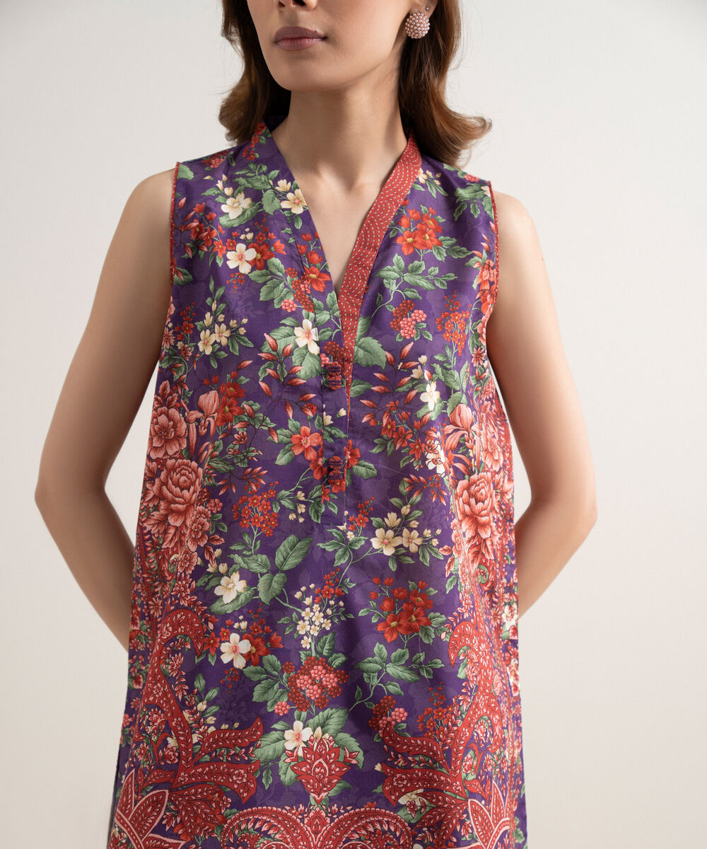 Women's Unstitched Lawn Embroidered Multi  3 Piece Suit