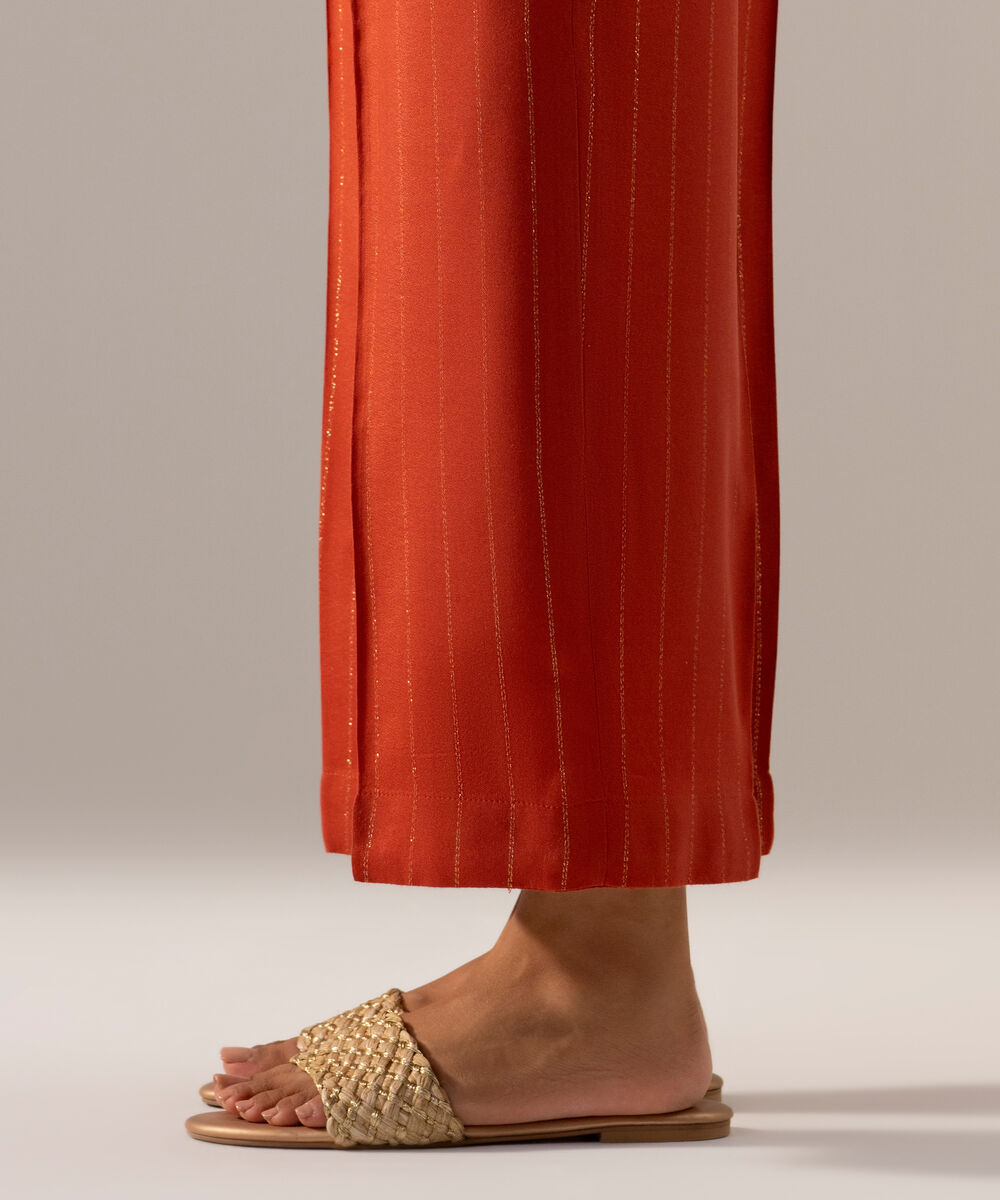 Women's RTW Dobby Crepe Lurix Solid Rust Straight Pants