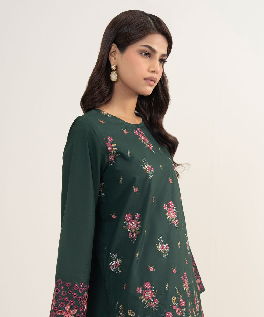 Women's Unstitched Twill Dark Green 3 Piece Suit