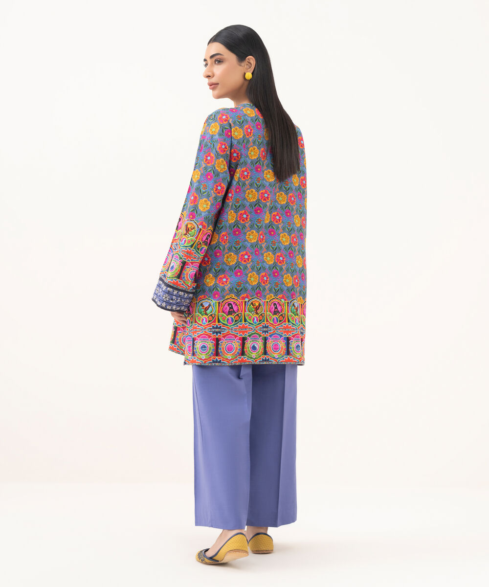 Women's RTW Light Khaddar Embroidered Light Purple Boxy Shirt