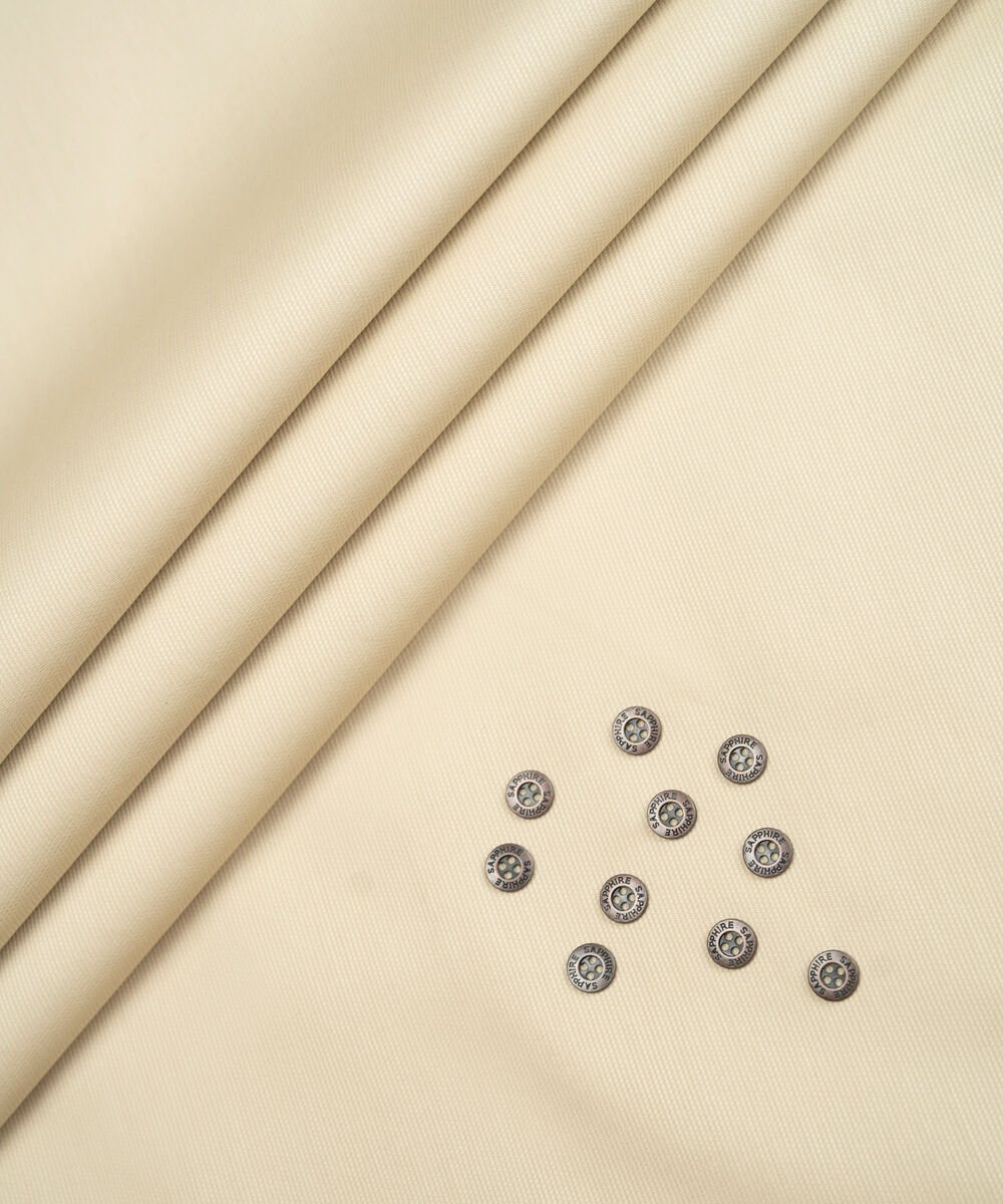 Men's Unstitched Two-Piece Beige Cotton Dobby Suit