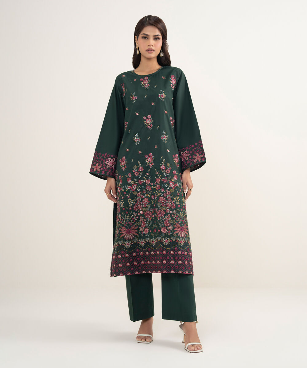 Women's Unstitched Twill Dark Green 3 Piece Suit