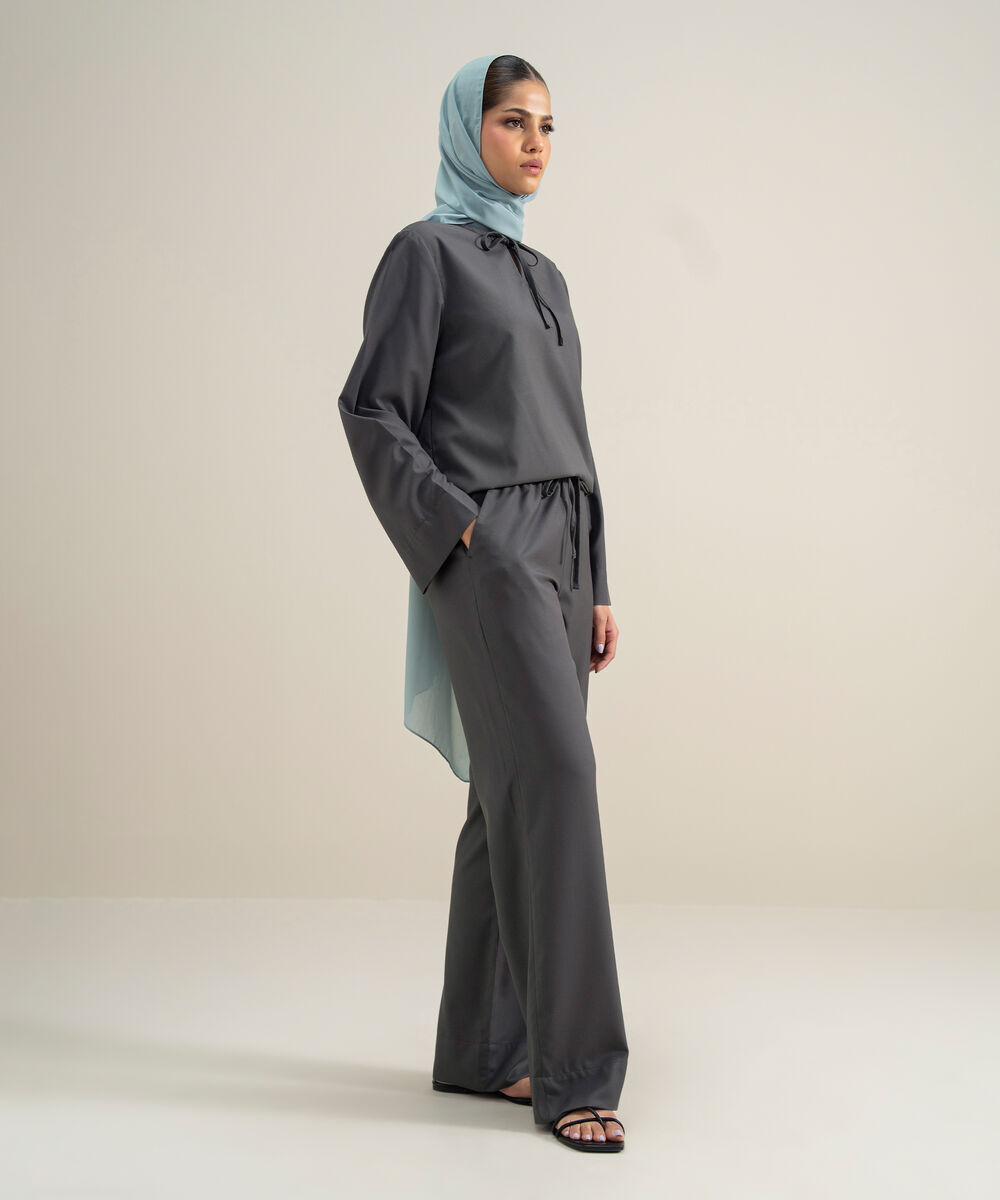 Women's Polyester Grey Modest Trousers