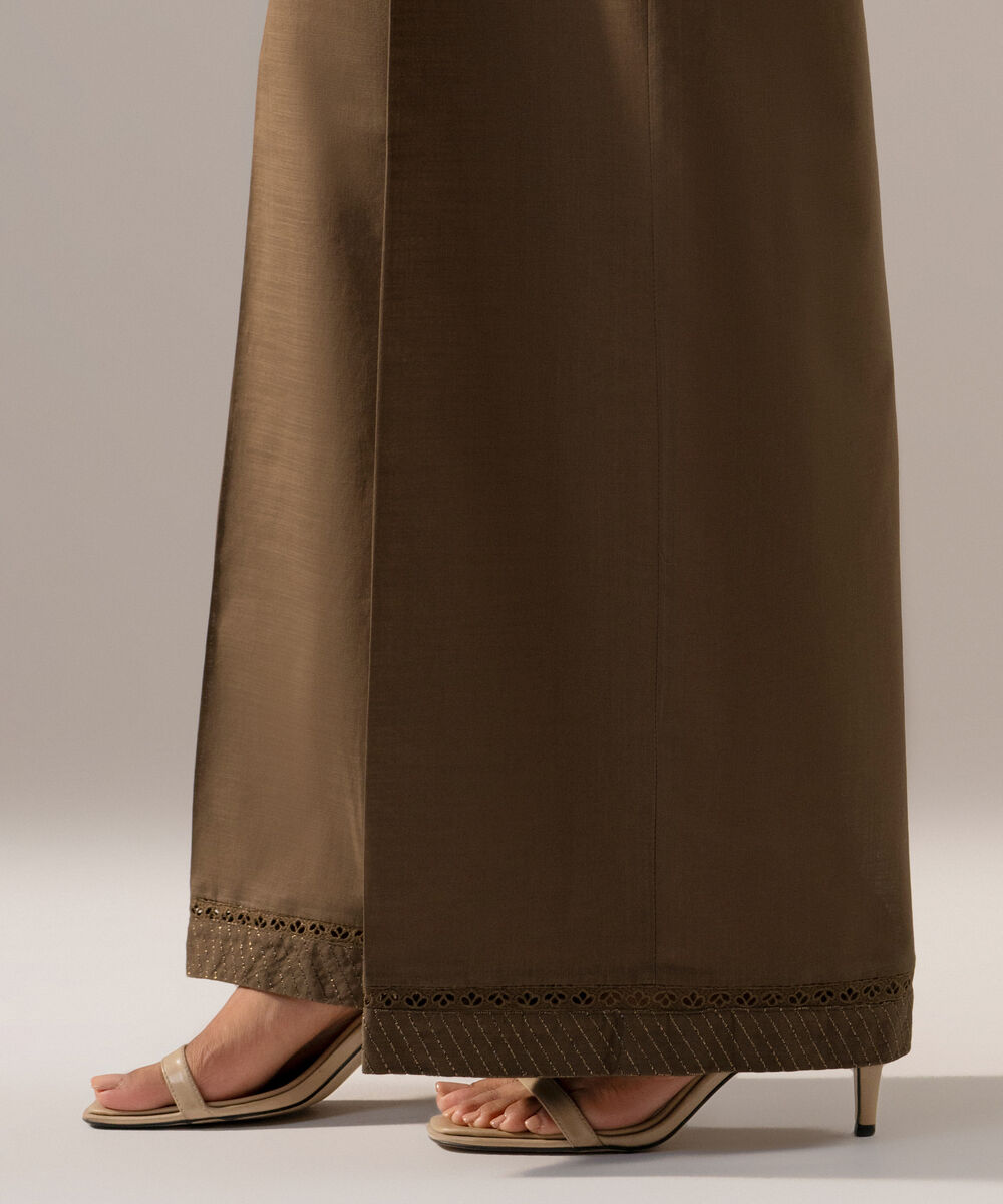 Women's RTW Cross Hatch Solid Muted Green Culotte