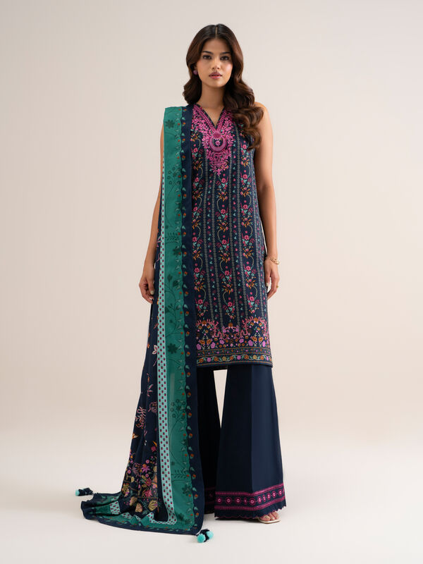 3 Piece - Embroidered Cotton Viscose Suit