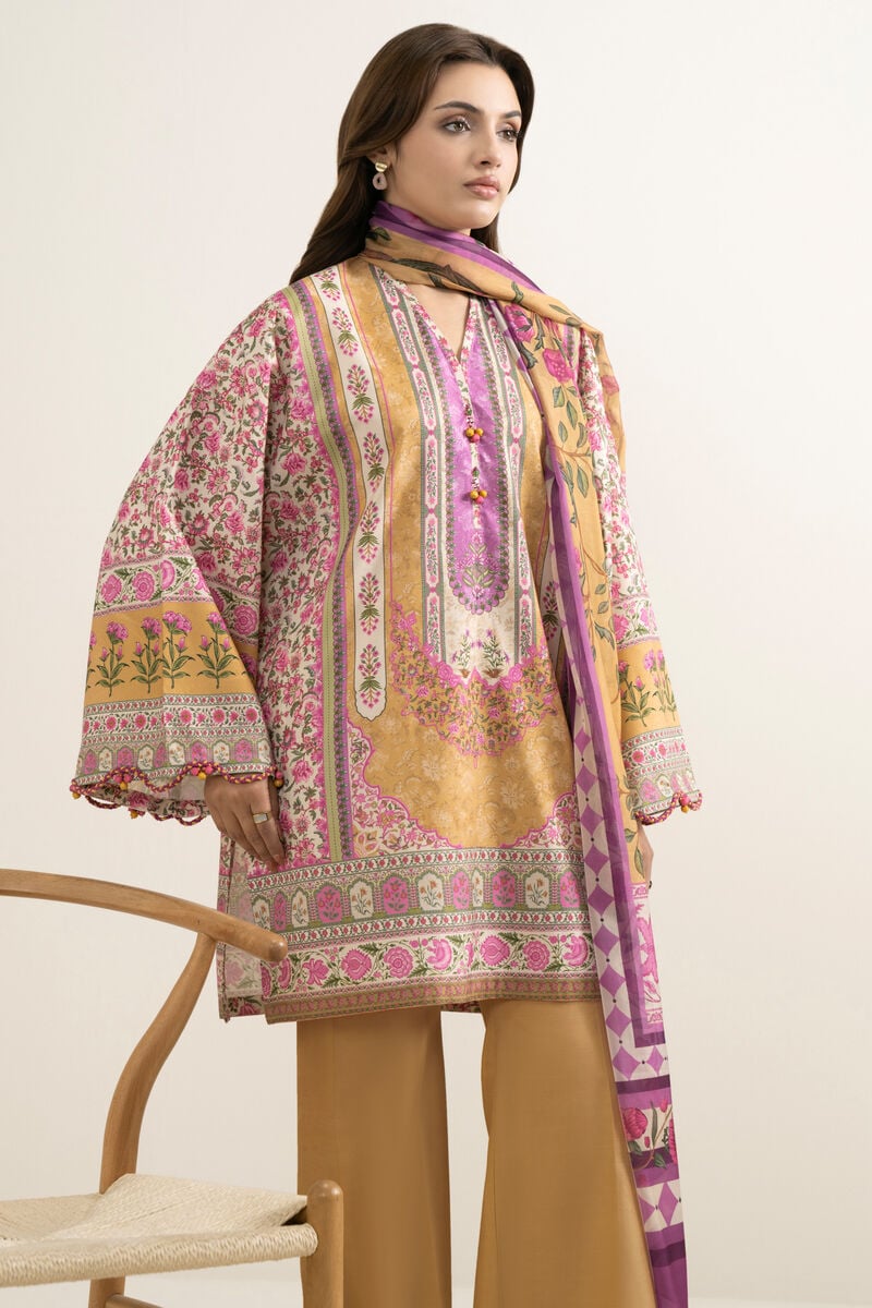 3 Piece - Printed Silk Suit