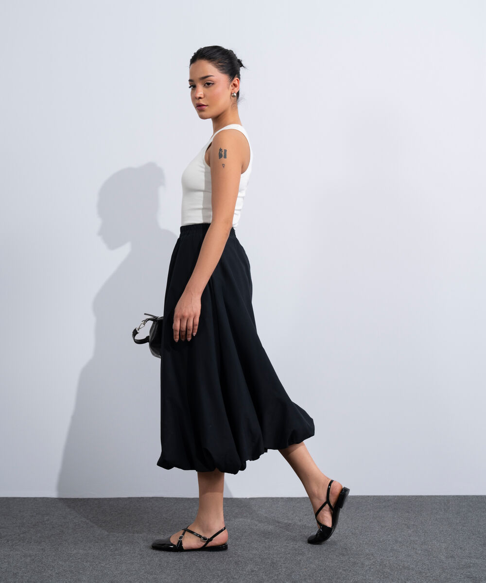 Women's Western Black Balloon Skirt