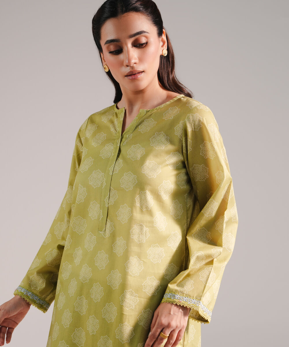 Women's RTW Lawn Embroidered Mint Green 2 Piece Suit