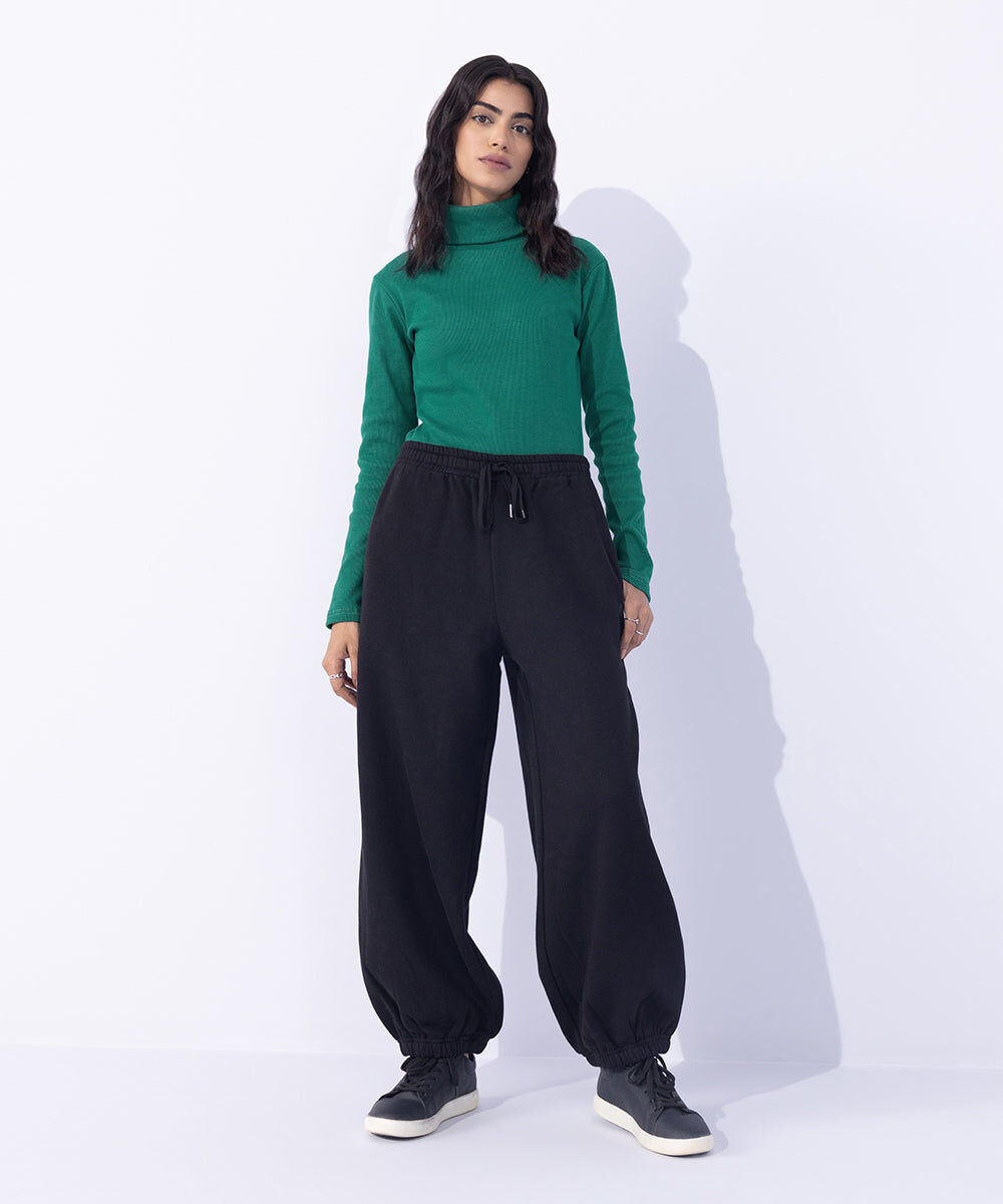 Woman - Black Oversized Jogging Trousers