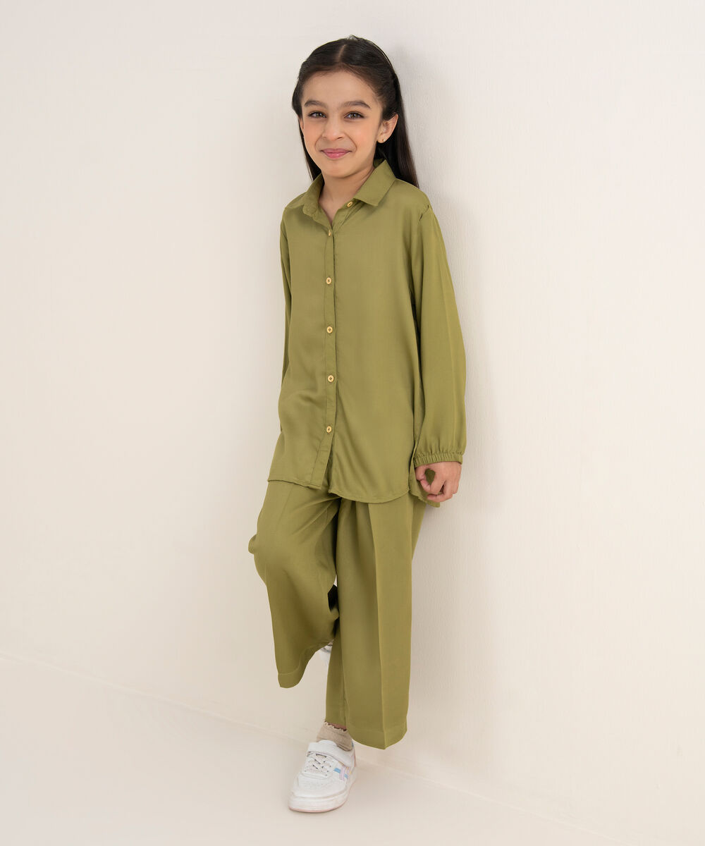 Girl's Bedford Solid Green 2 Piece Set