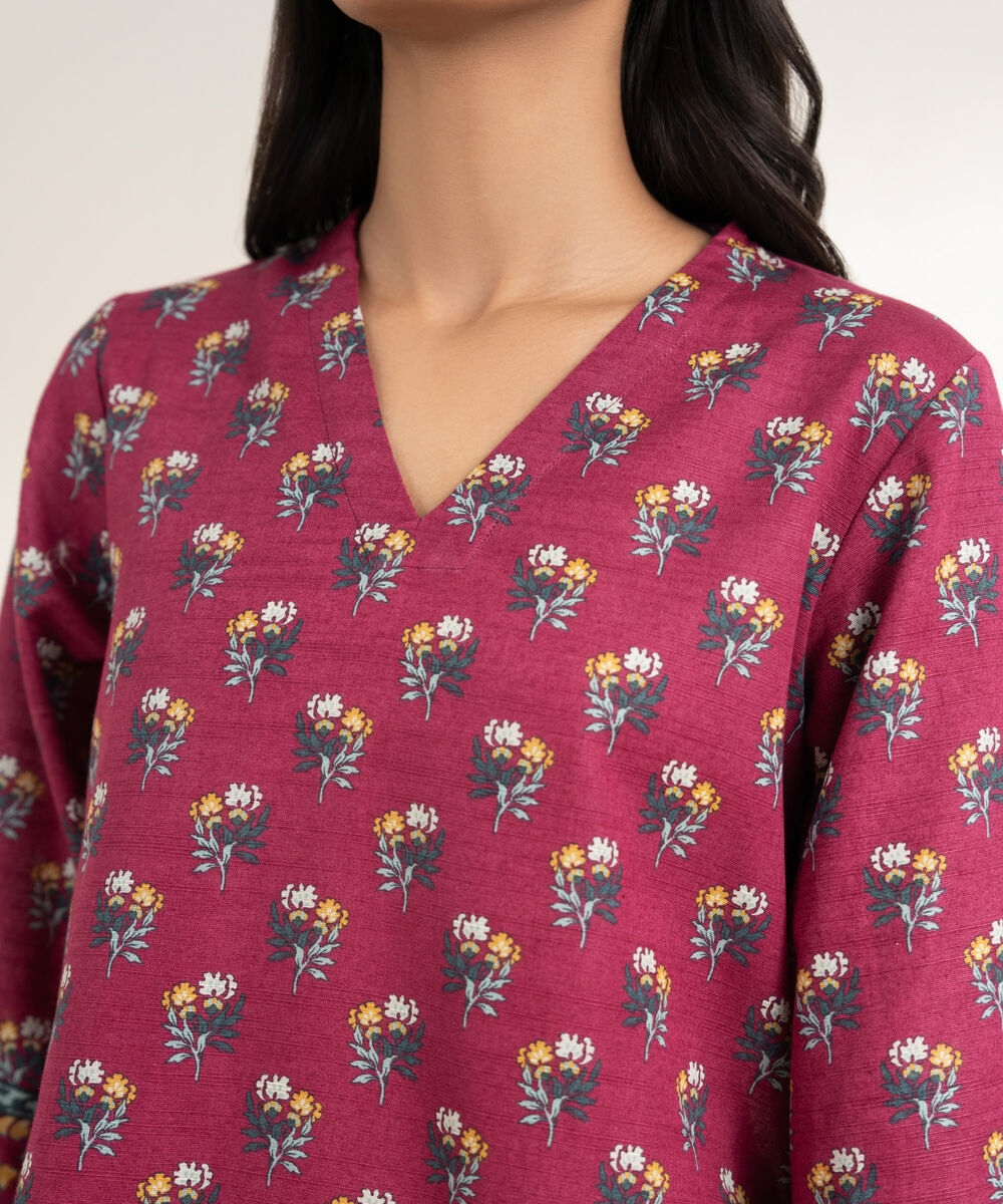 Women's RTW Light Khaddar Embroidered Pink 3 Piece Suit