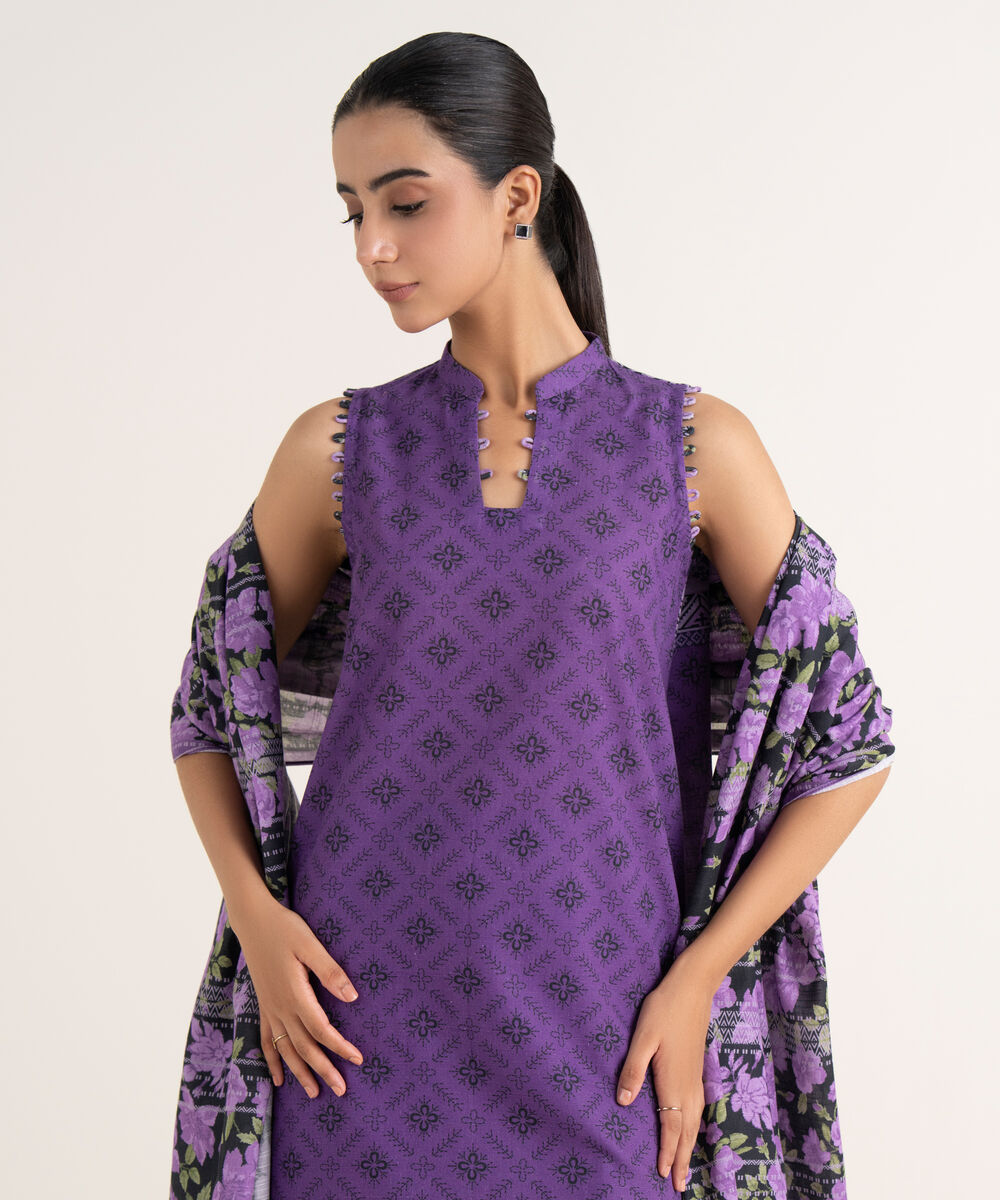 Women's Unstitched Lawn Printed Multi Three Piece Suit