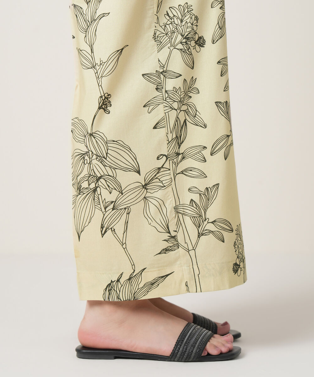 Women's RTW Viscose Lawn Beige Printed Trousers