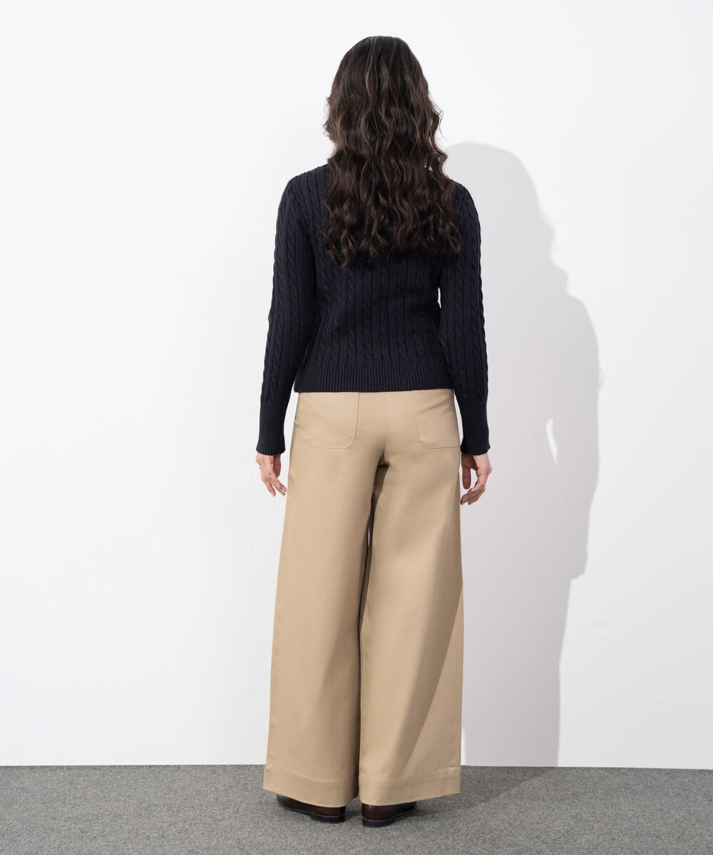 Women's Western Wear Dark Blue Cable Knit Sweater