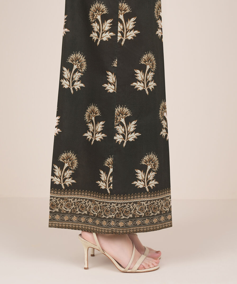 Women's RTW Cotton Viscose Brown Printed Flared Pants