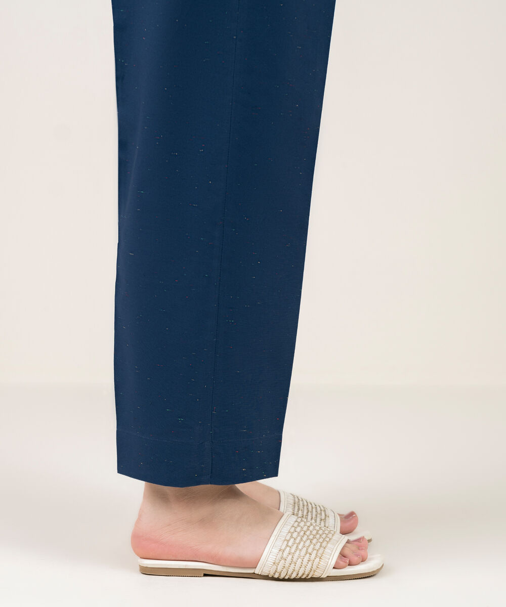 Women's RTW Multi Neps Solid Blue Straight Pants