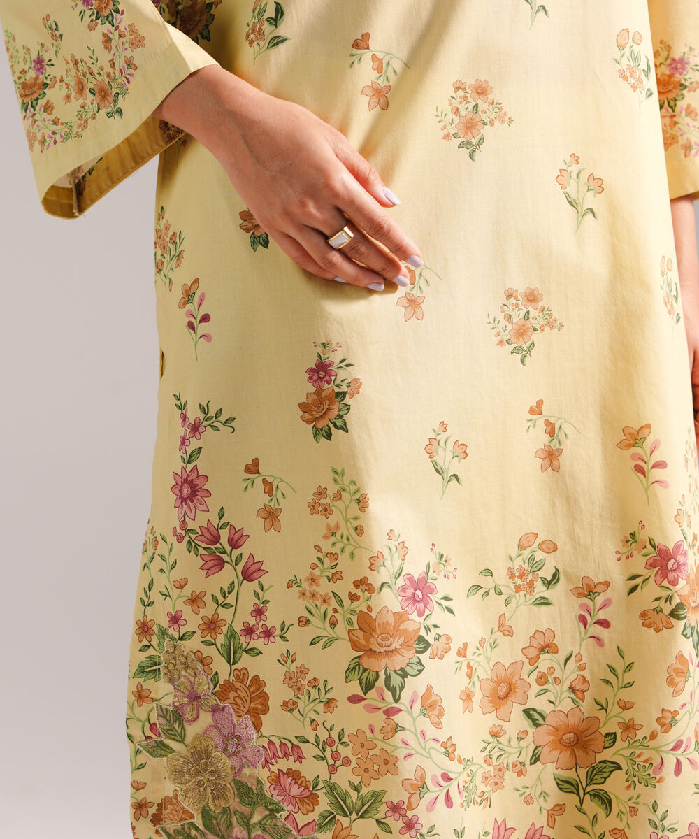 Women's RTW Lawn Embroidered Lime Yellow 2 Piece Suit